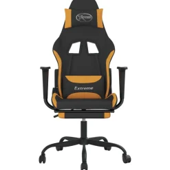 vidaXL Massage gamestoel met voetensteun stof zwart en oranje