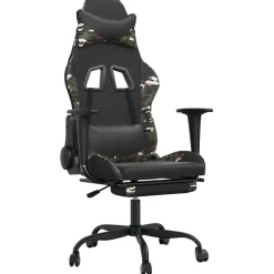 vidaXL Massage gamestoel met voetensteun kunstleer zwart & camouflage