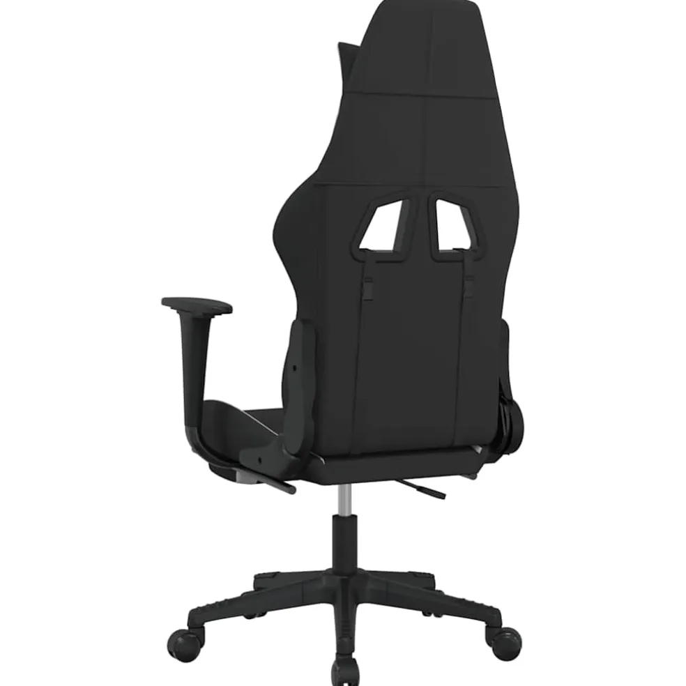 vidaXL Massage gamestoel met voetensteun stof zwart en wit