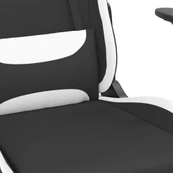 vidaXL Massage gamestoel met voetensteun stof zwart en wit
