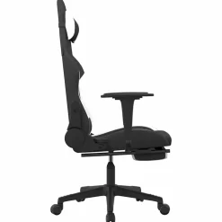 vidaXL Massage gamestoel met voetensteun stof zwart en wit