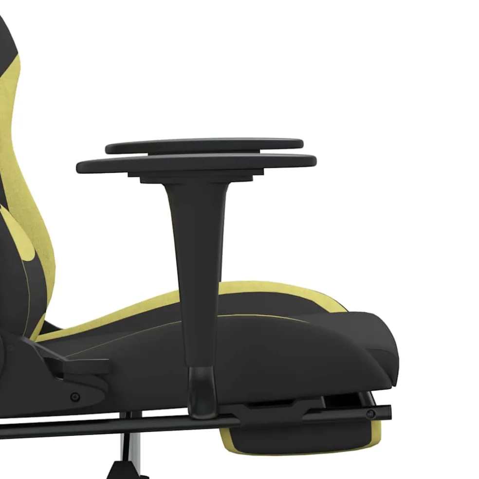 vidaXL Massage gamestoel met voetensteun stof zwart en lichtgroen