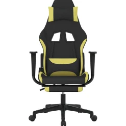 vidaXL Massage gamestoel met voetensteun stof zwart en lichtgroen