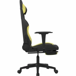 vidaXL Massage gamestoel met voetensteun stof zwart en lichtgroen