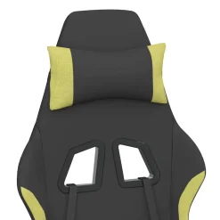 vidaXL Massage gamestoel met voetensteun stof zwart en lichtgroen