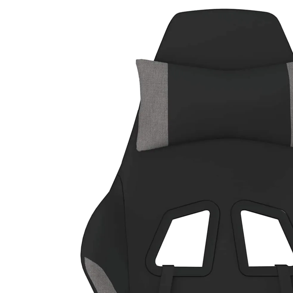 vidaXL Massage gamestoel met voetensteun stof zwart en lichtgrijs