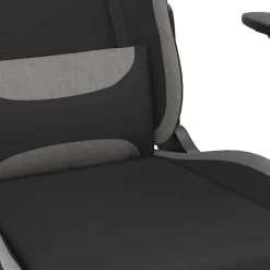 vidaXL Massage gamestoel met voetensteun stof zwart en lichtgrijs