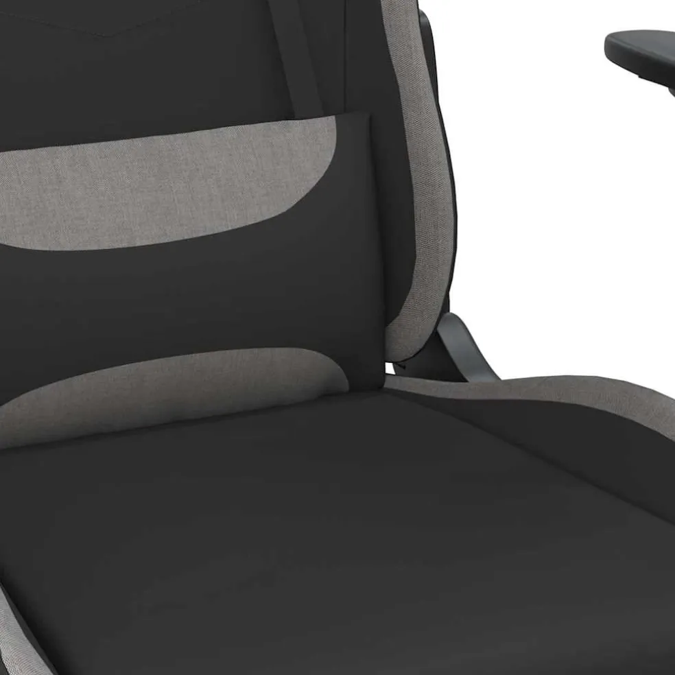 vidaXL Massage gamestoel met voetensteun stof zwart en lichtgrijs