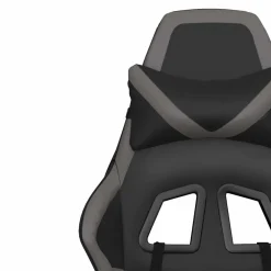 vidaXL Massage gamestoel met voetensteun kunstleer zwart en grijs