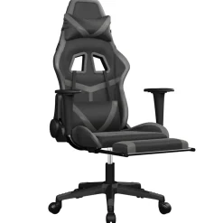 vidaXL Massage gamestoel met voetensteun kunstleer zwart en grijs