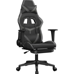 vidaXL Massage gamestoel met voetensteun kunstleer zwart en grijs