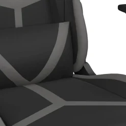 vidaXL Massage gamestoel met voetensteun kunstleer zwart en grijs
