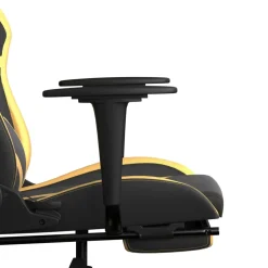 vidaXL Massage gamestoel met voetensteun kunstleer zwart & goudkleurig