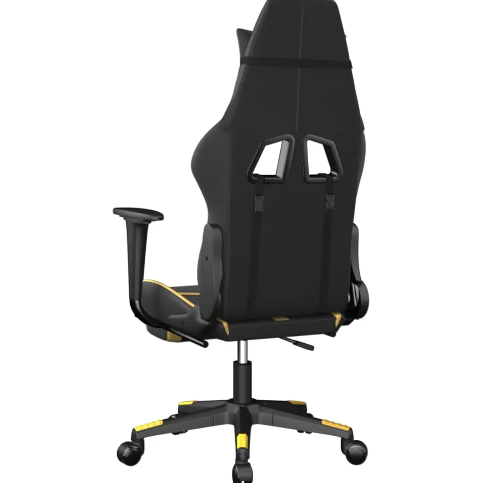 vidaXL Massage gamestoel met voetensteun kunstleer zwart & goudkleurig