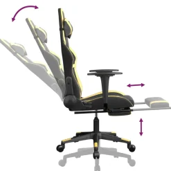 vidaXL Massage gamestoel met voetensteun kunstleer zwart & goudkleurig
