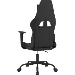 vidaXL Massage gamestoel stof zwart en crèmekleurig