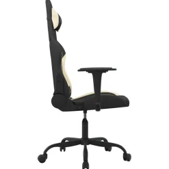 vidaXL Massage gamestoel stof zwart en crèmekleurig