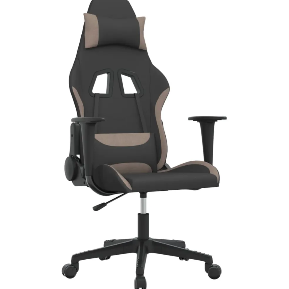vidaXL Massage gamestoel stof zwart en taupe