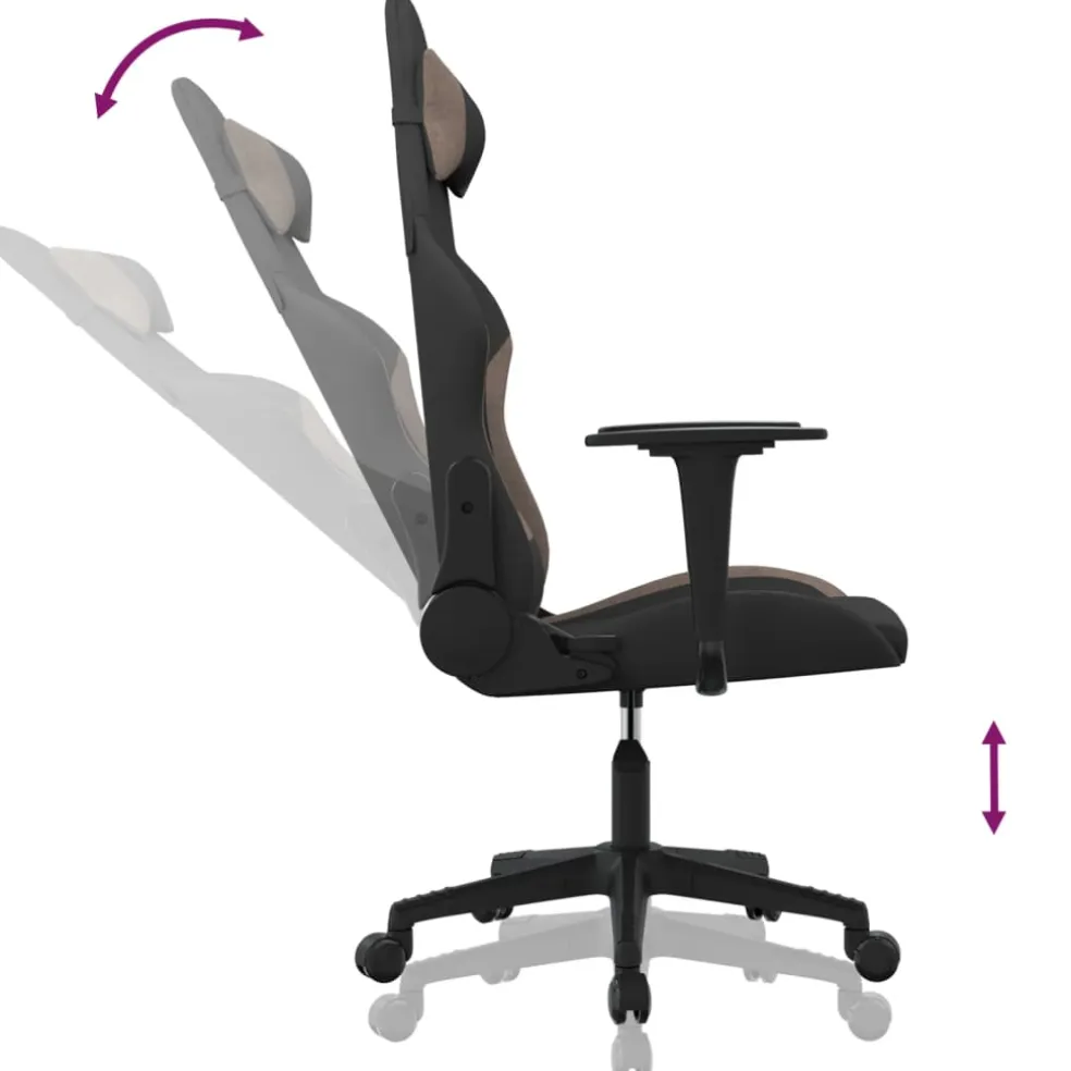 vidaXL Massage gamestoel stof zwart en taupe