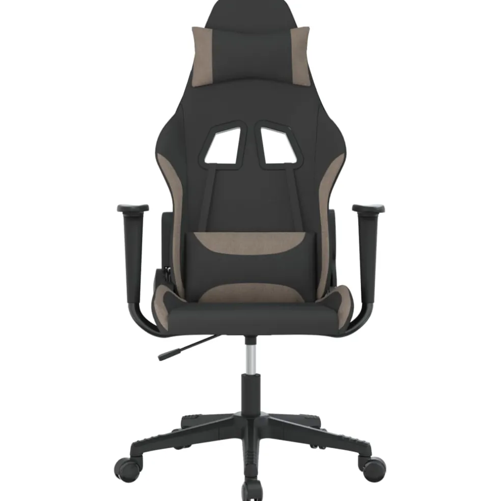 vidaXL Massage gamestoel stof zwart en taupe
