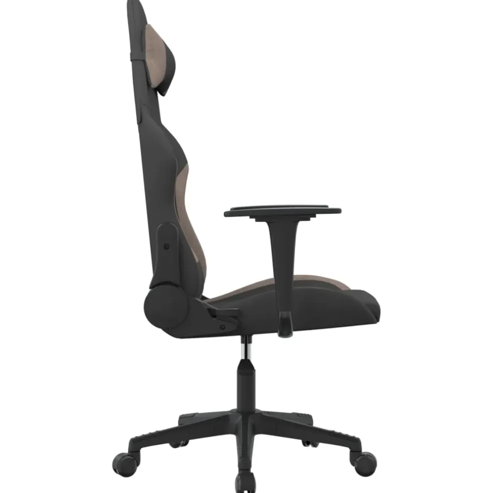 vidaXL Massage gamestoel stof zwart en taupe