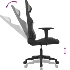 vidaXL Massage gamestoel stof zwart en lichtgrijs