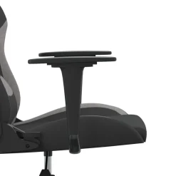 vidaXL Massage gamestoel stof zwart en lichtgrijs