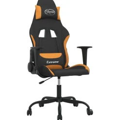 vidaXL Massage gamestoel stof zwart en oranje