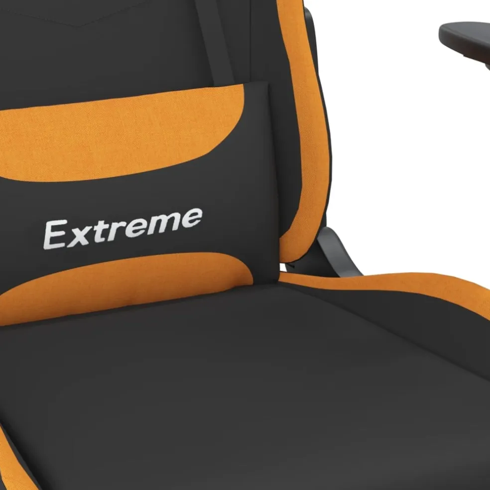 vidaXL Massage gamestoel stof zwart en oranje
