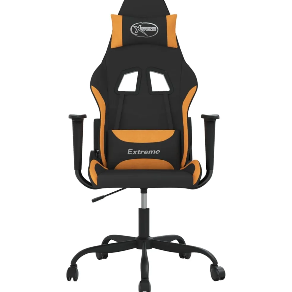 vidaXL Massage gamestoel stof zwart en oranje