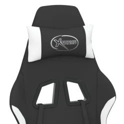 vidaXL Massage gamestoel stof zwart en wit