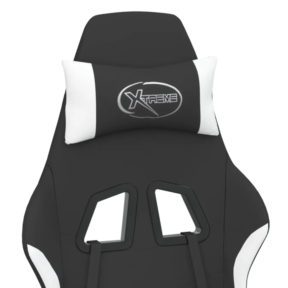 vidaXL Massage gamestoel stof zwart en wit