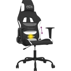 vidaXL Massage gamestoel stof zwart en wit