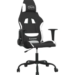 vidaXL Massage gamestoel stof zwart en wit