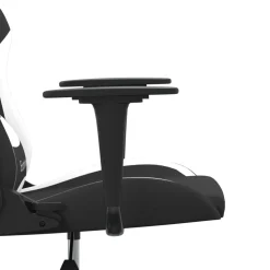 vidaXL Massage gamestoel stof zwart en wit