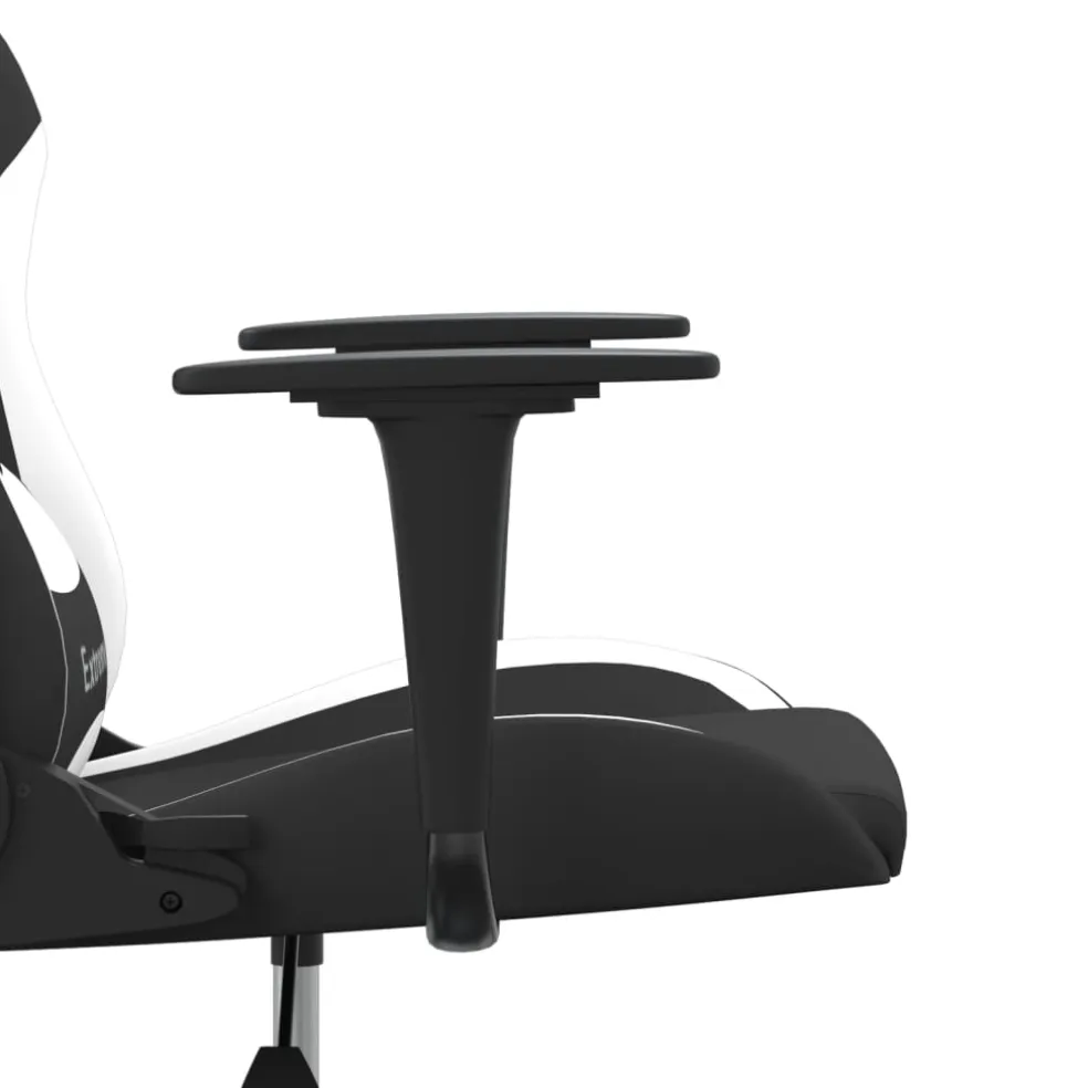 vidaXL Massage gamestoel stof zwart en wit