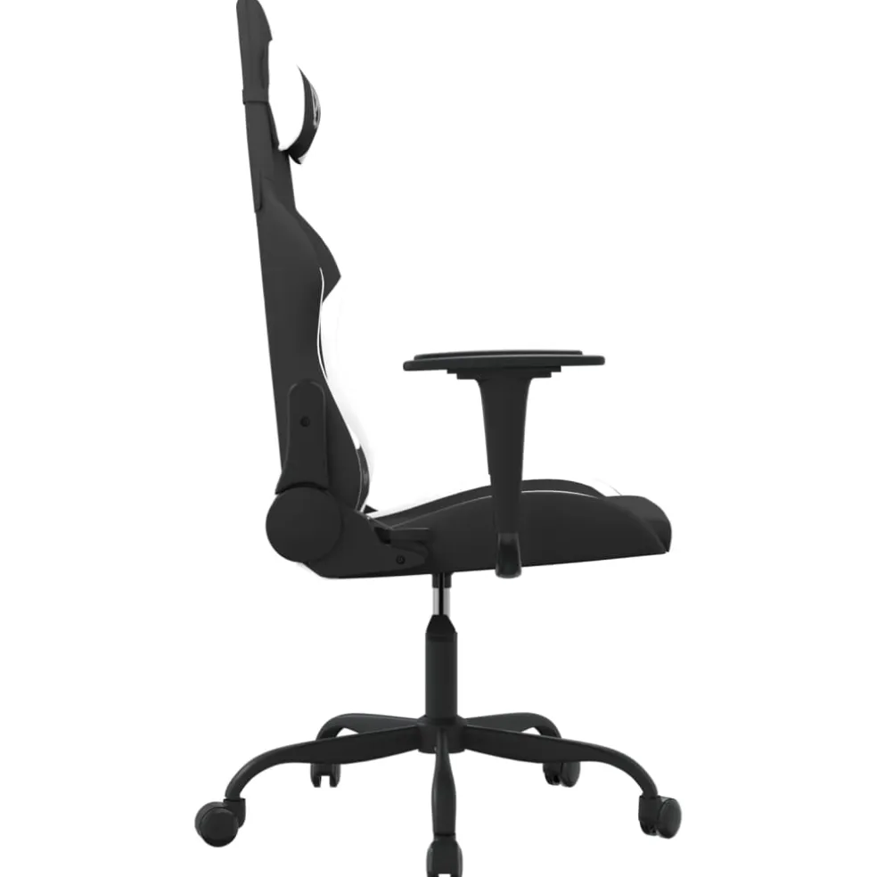vidaXL Massage gamestoel stof zwart en wit