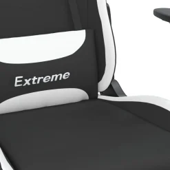 vidaXL Massage gamestoel stof zwart en wit