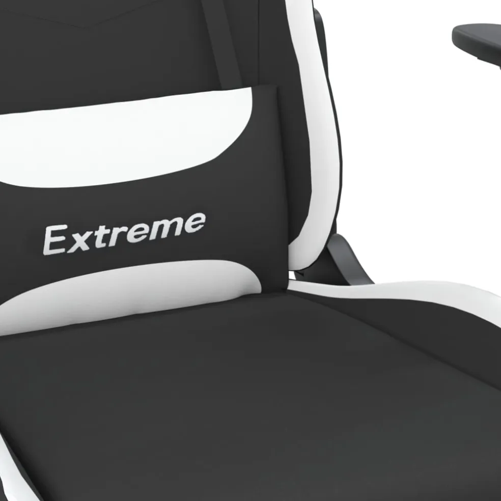 vidaXL Massage gamestoel stof zwart en wit