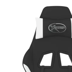 vidaXL Massage gamestoel stof zwart en wit
