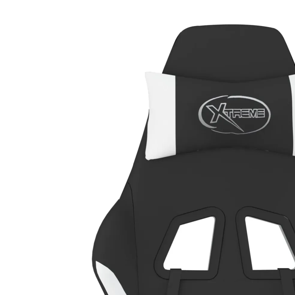 vidaXL Massage gamestoel stof zwart en wit