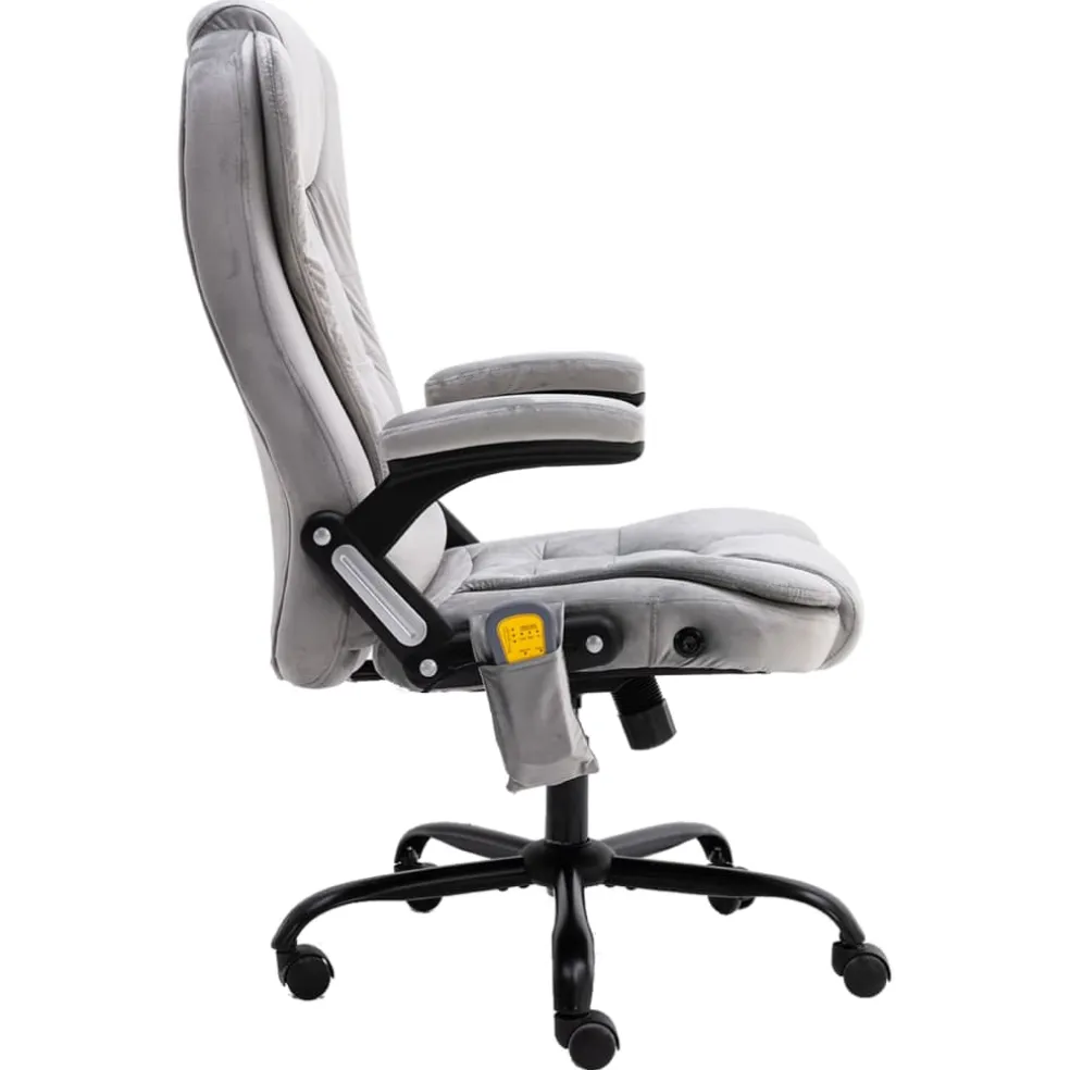 vidaXL Massagekantoorstoel fluweel lichtgrijs