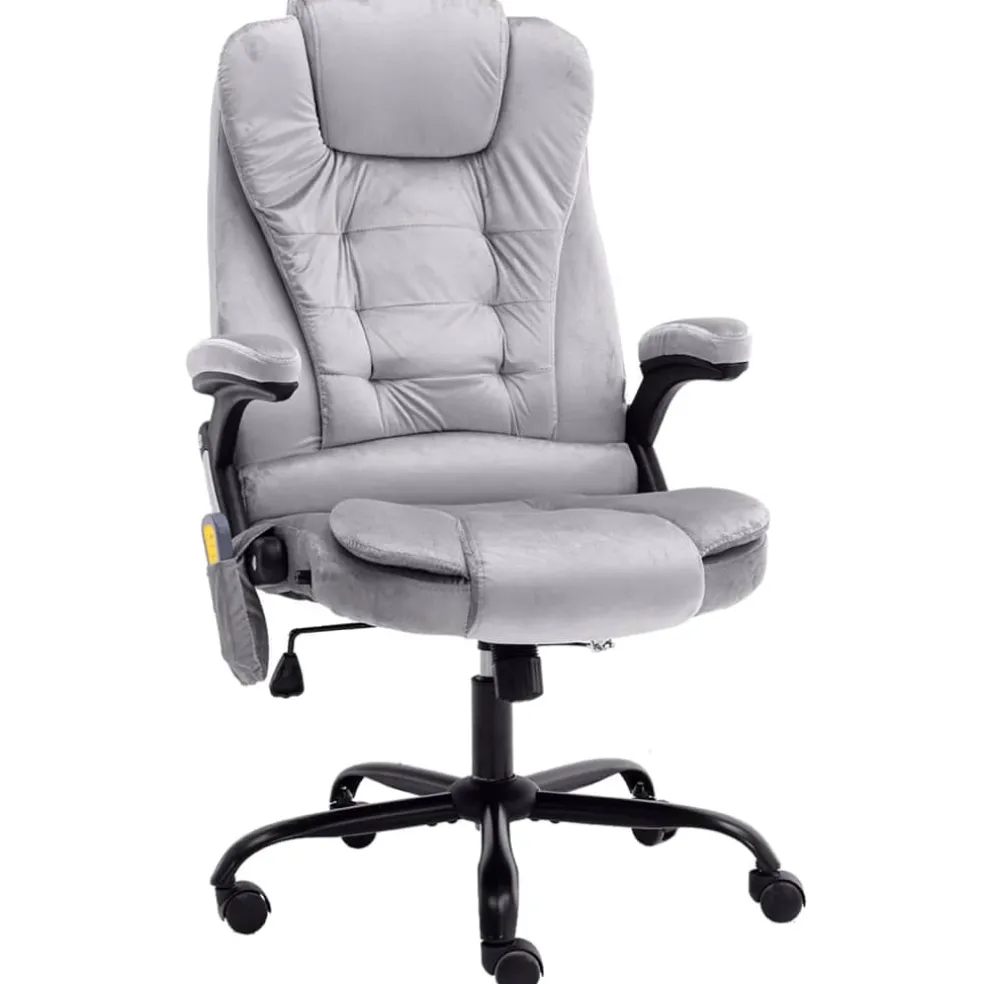 vidaXL Massagekantoorstoel fluweel lichtgrijs