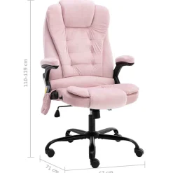 vidaXL Massagekantoorstoel fluweel roze