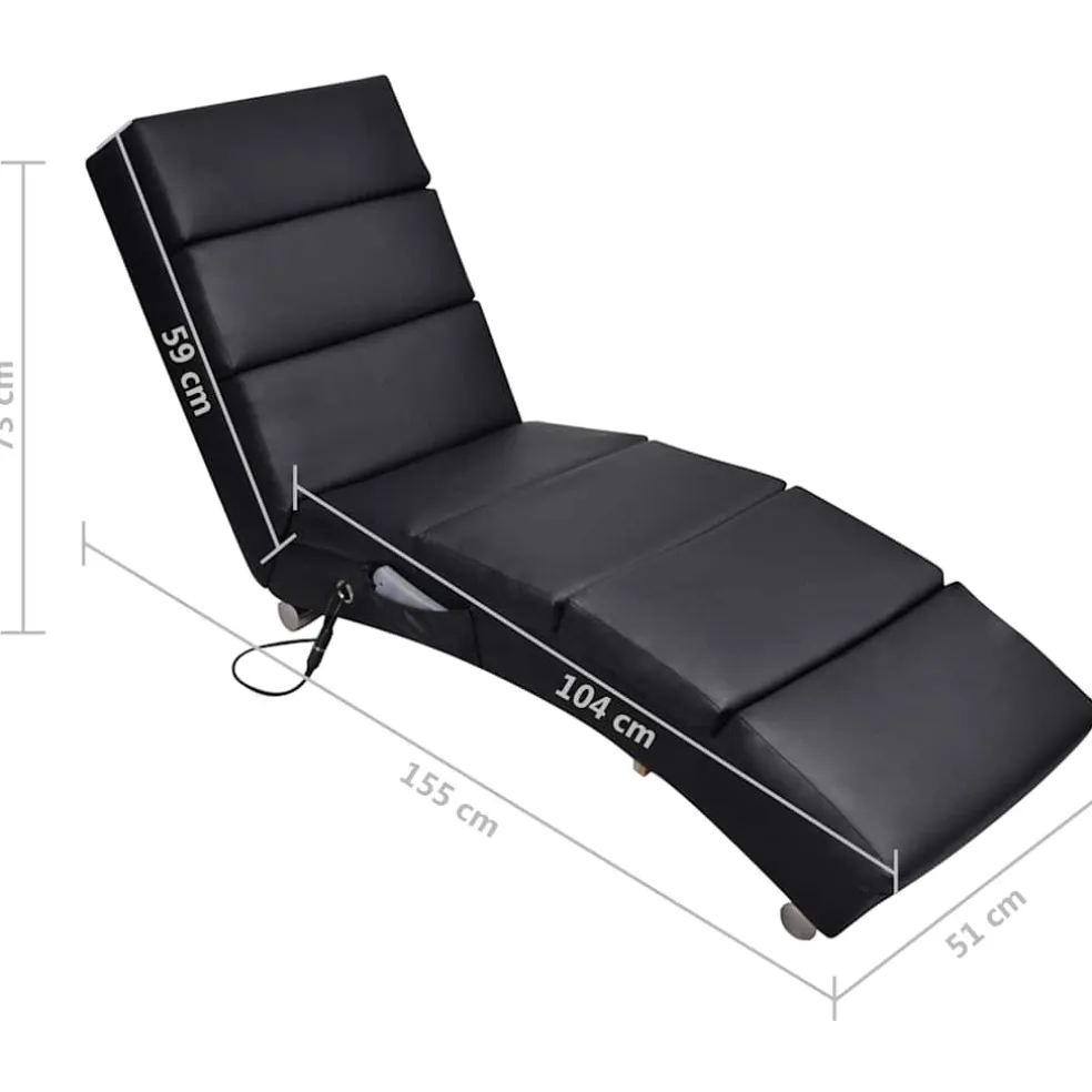 vidaXL Massagelounger kunstleer zwart