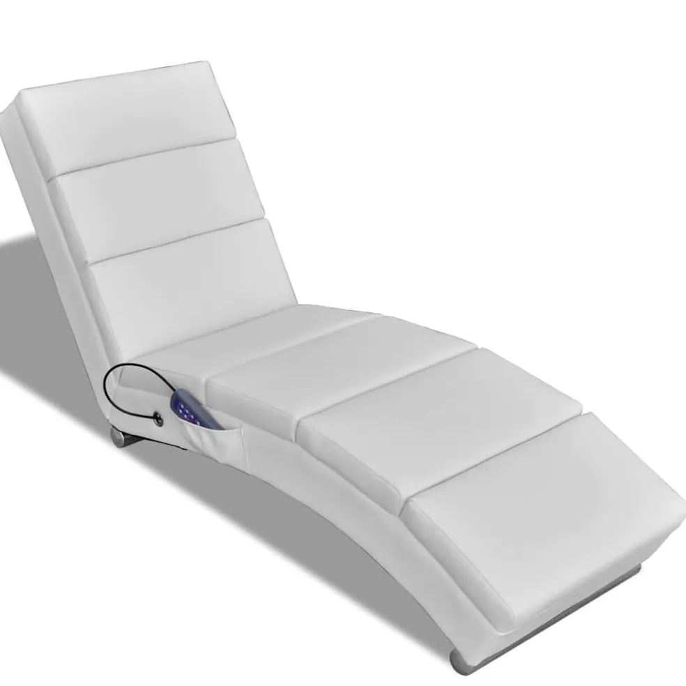 vidaXL Massagelounger kunstleer wit