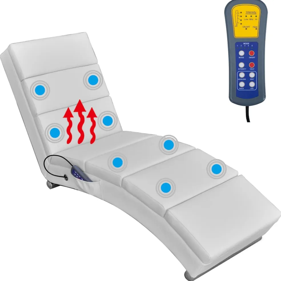vidaXL Massagelounger kunstleer wit