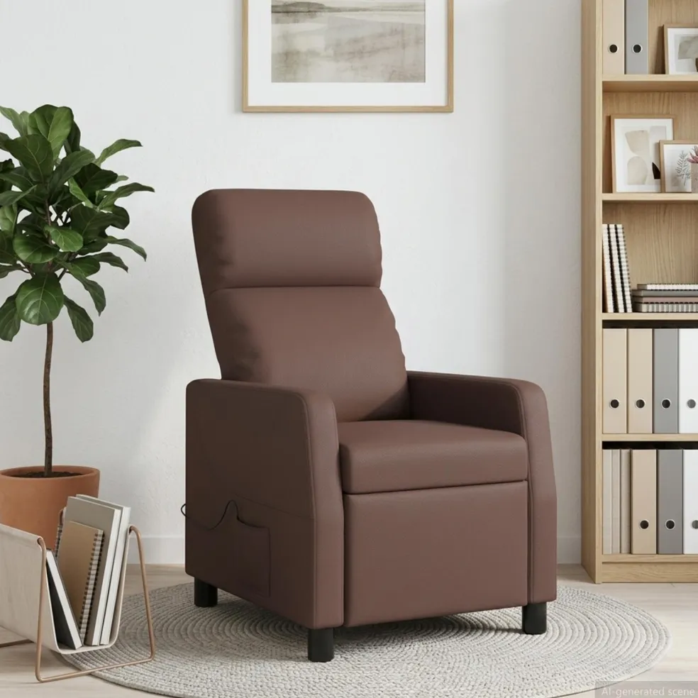 vidaXL Massage Recliner Bruin Kunstleer