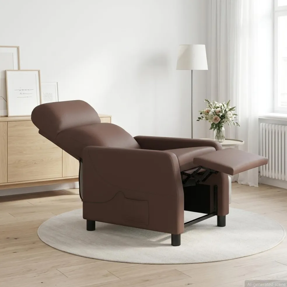vidaXL Massage Recliner Bruin Kunstleer
