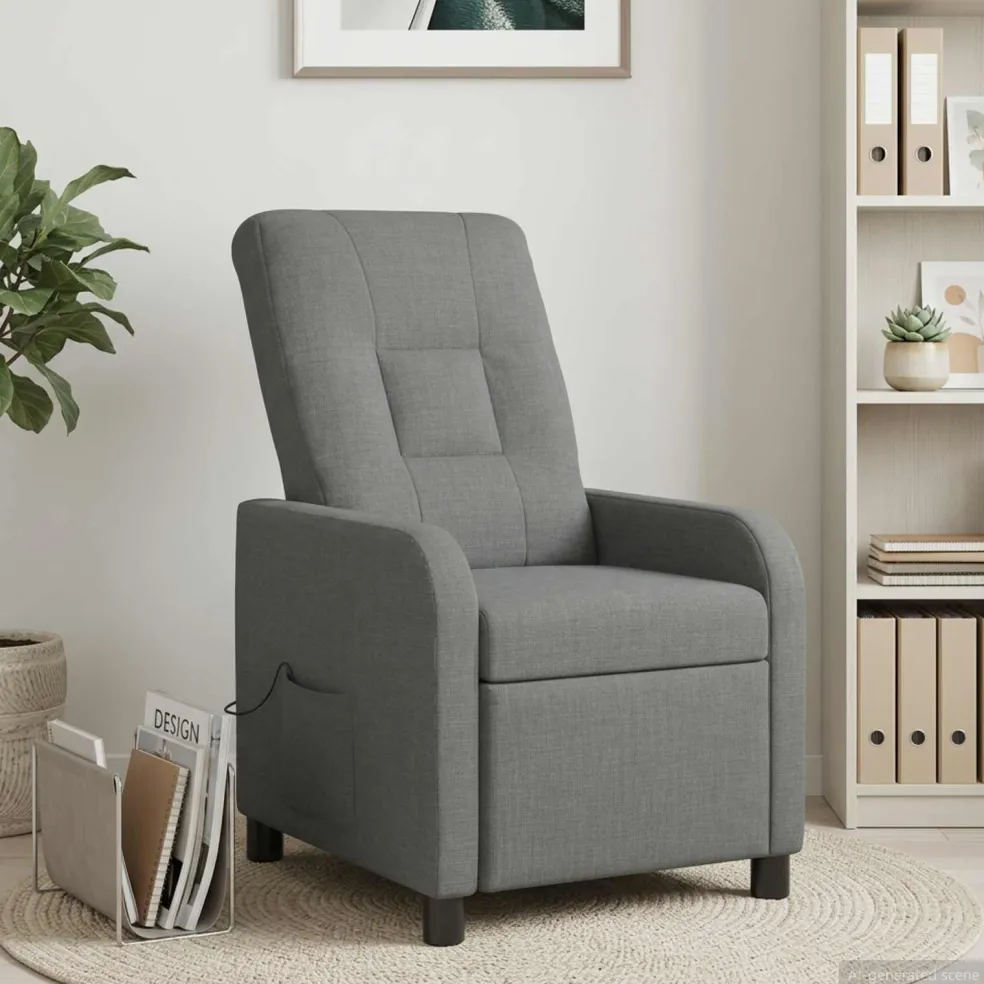 vidaXL Massage Recliner Donkergrijs Stof